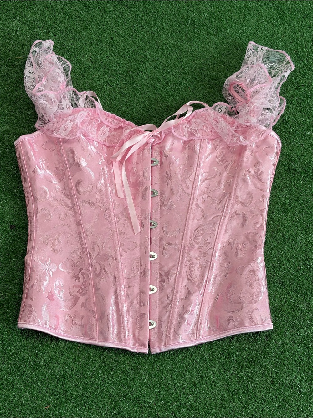 Soft Pink Lace Corset Top